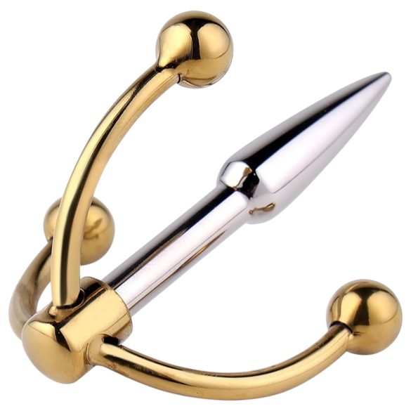 Urethralplay - kovový dilatátor s kotvičkou - 4,5cm (stříbrný)