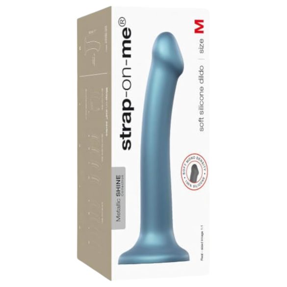 Strap-on-me Metallic Shine M - přátelský k pokožce dildo (metalická modrá)