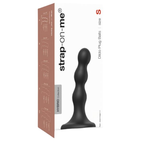 Strap-on-me Balls S - kuličkový, přísavkový dildo (černý)