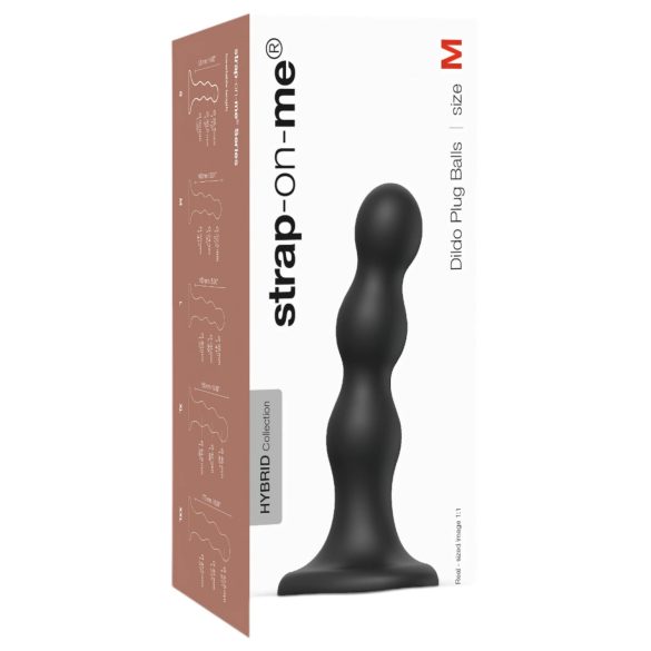 Strap-on-me Koule M - kuličkový přísavkový dildo (černý)
