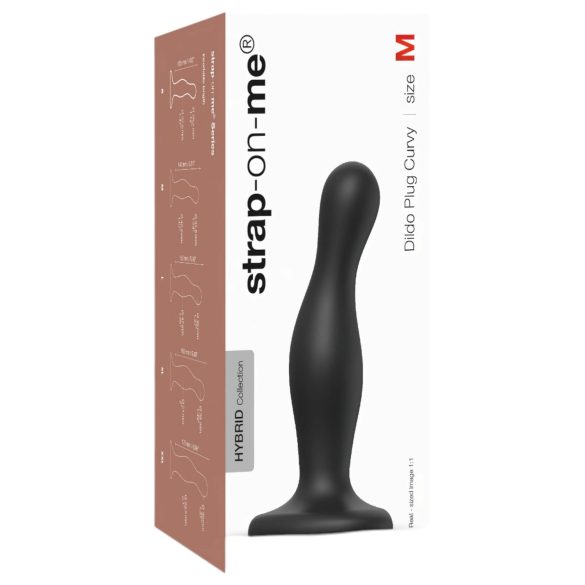 Strap-on-me Curvy M - vlnitý, přísavný dildo (černý)