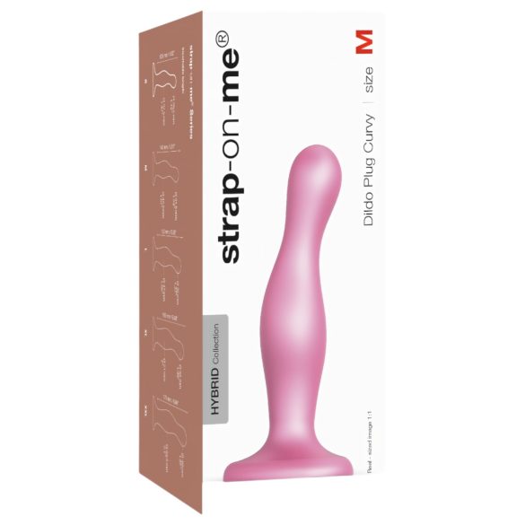 Strap-on-me Curvy M - vlnitý, s přísavkou dildo (růžový)