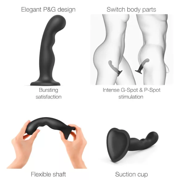 Strap-on-me - dildo s přísavkou a zakřivením - černé