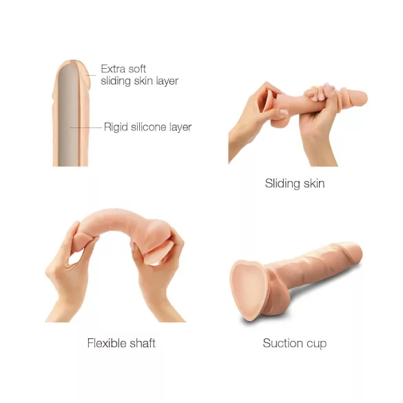 Strap-on-me M - oboustranný dildo s přísavkou - tělová barva