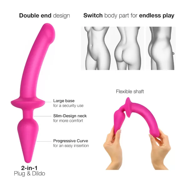 Strap-on-me Switch Semi-Realistic XXL - 2v1 dildo (růžové)