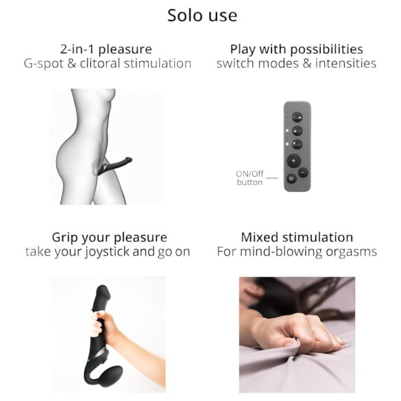 Strap-on-me - strap-on vibrátor s pulzací vzduchu - černý - velikost M