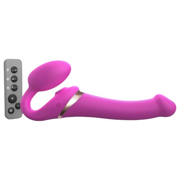 Strap-on-me M - připínací vibrátor s pulzujícími vlnami (růžový)