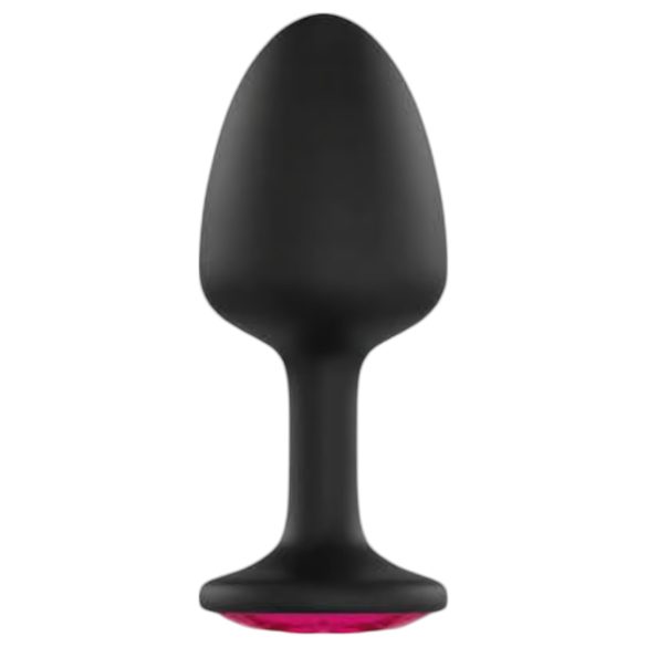 Dorcel Geisha Ruby M - anální kolík s růžovým kamenem (černý)