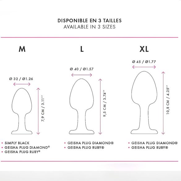 Dorcel - anální kolík s růžovým kamenem - černý - střední velikost