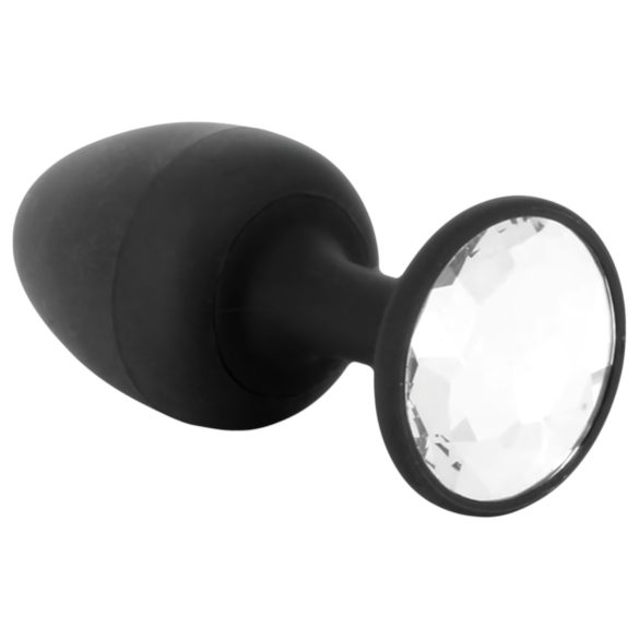 Dorcel Geisha Plug Diamond L - anální šperk s bílým kamenem (černý)