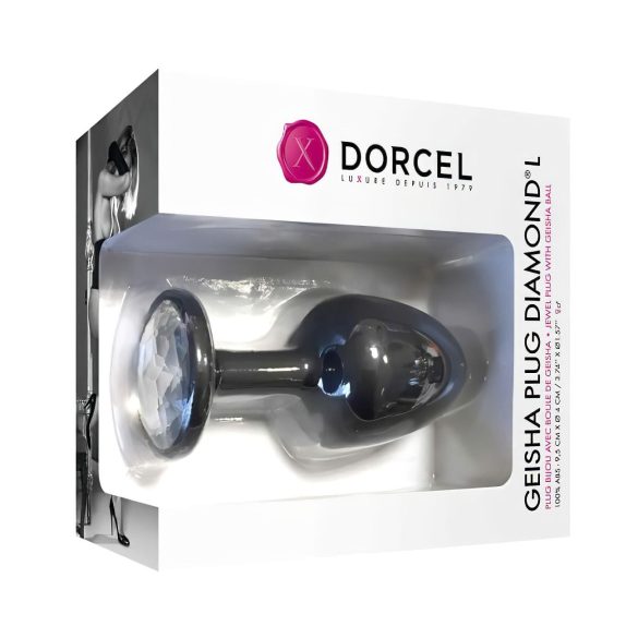 Dorcel Geisha Plug Diamond L - anální plug s bílým kamínkem (černý)