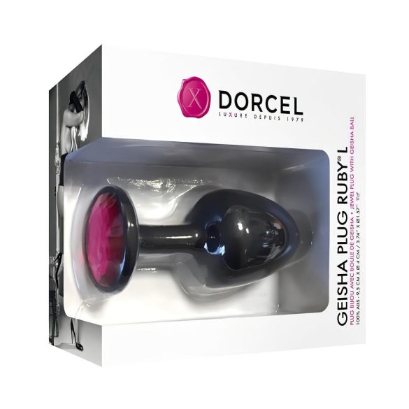 Dorcel Geisha Plug Ruby L - černý anální kolík s růžovým kamenem