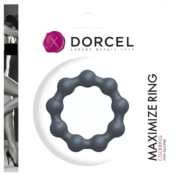 Dorcel Maximize - kuličkový silikonový erekční kroužek (šedý)