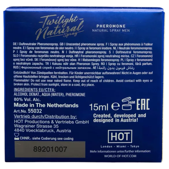 HOT Twilight Natural - pánský feromonový parfém - bez vůně - 15 ml