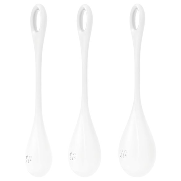 Satisfyer Yoni Power 1 - Sada gejšiných koulí - bílá (3 ks)