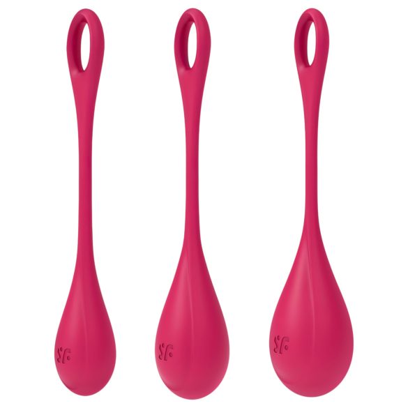Satisfyer Yoni Power 1 - sada venušiných kuliček - červená (3 kusy)
