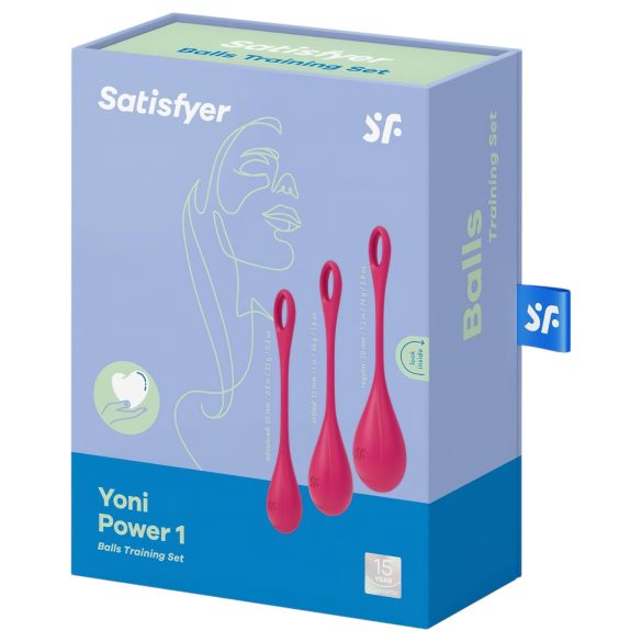 Satisfyer Yoni Power 1 - sada gejšských kuliček - červená (3 dílná)
