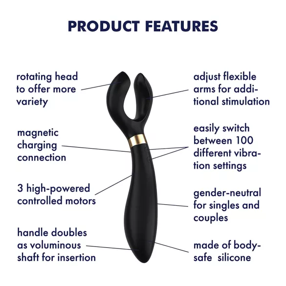 Satisfyer Endless Fun - párový vibrátor - akumulátor, vodotěsný, černý