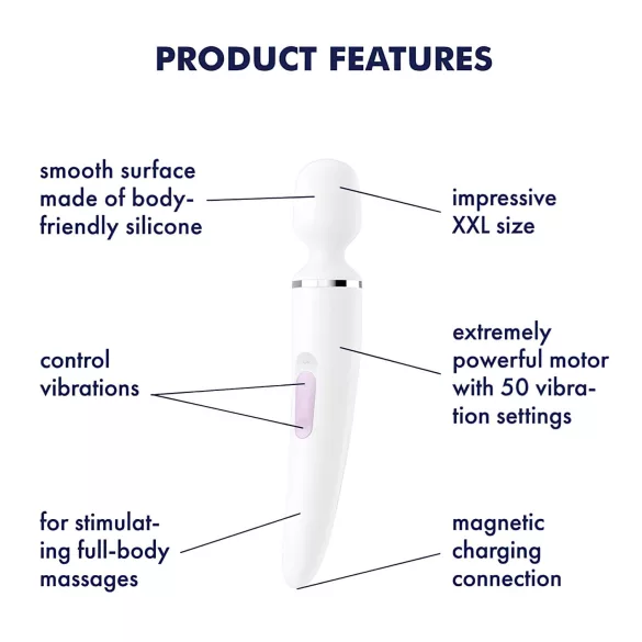 Satisfyer Wand-er Woman - vodotěsný masážní vibrátor (bílý)