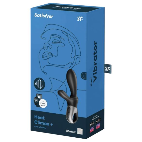Satisfyer Heat Climax+ - anální vibrátor s ohřevem a aplikací - silikon černý