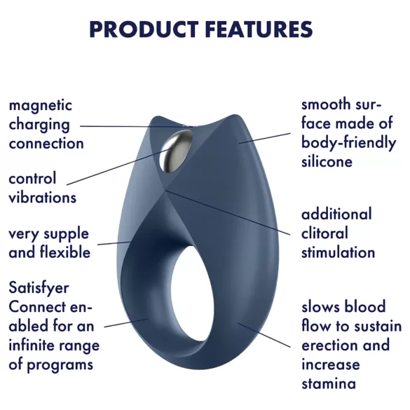 Satisfyer Royal One - vibrační kroužek na penis s ovládáním aplikací, pro muže (modrý)