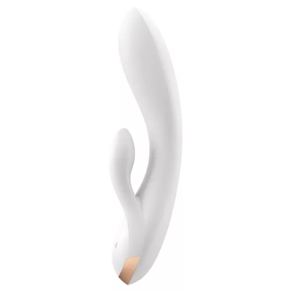 Satisfyer Double Flex - vibrační vajíčko s klitorálními ramínky ovládané aplikací (bílé)