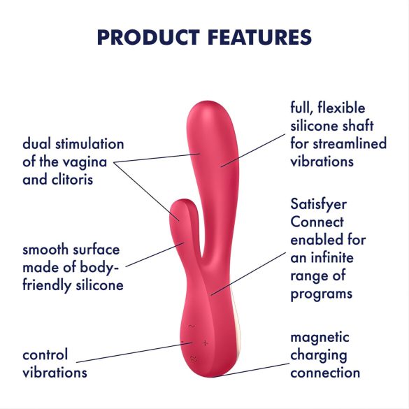 Satisfyer Mono Flex - chytrý vodotěsný vibrátor (červený)