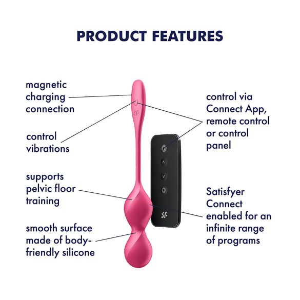 Satisfyer Love Birds 2 - chytré, vibrační vaginální kuličky (růžová)