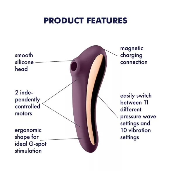 Satisfyer Dual Kiss - vibrátor na klitoris a vaginu 2v1 - fialová