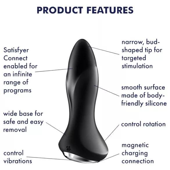 Satisfyer - anální vibrátor s perlami a rotací - černý
