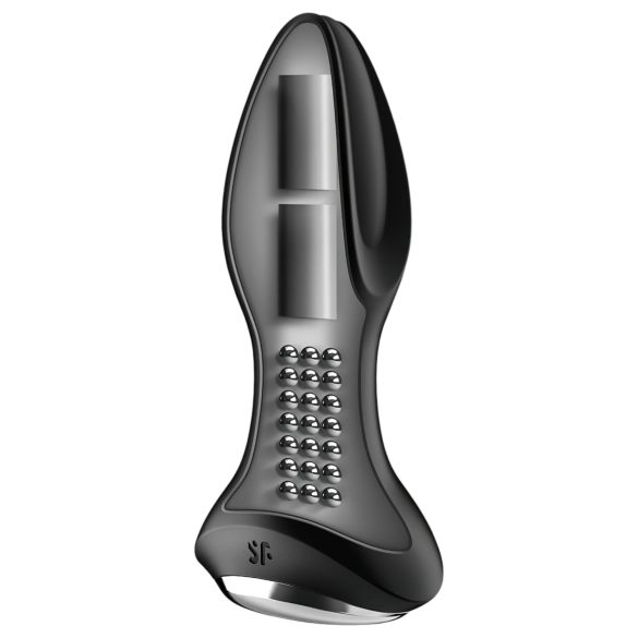 Satisfyer - anální vibrátor s rotací a korálky - černý