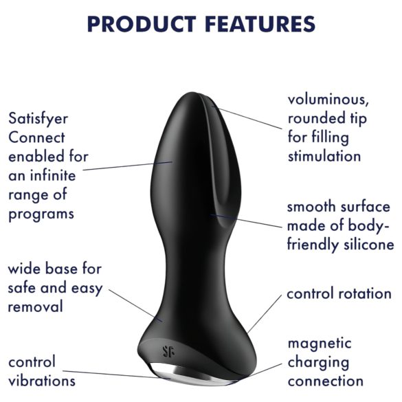 Satisfyer - anální vibrátor s rotací a korálky - černý