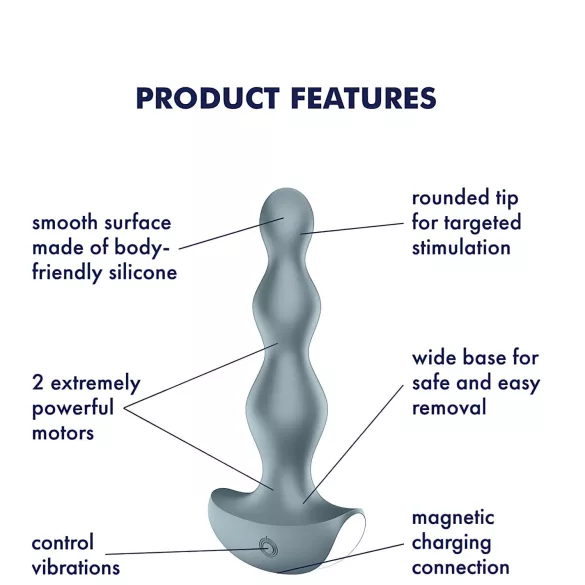 Satisfyer Lolli-Plug 2 - akumulátorový, vodotěsný anální vibrátor (šedý)