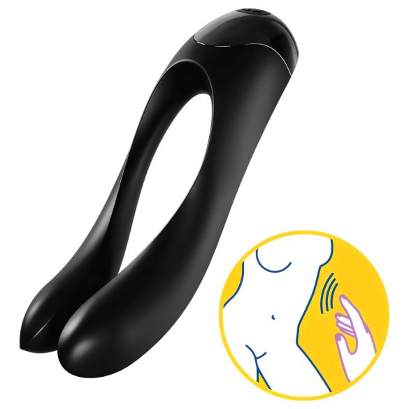Satisfyer Candy Cane - akumulátorový vodotěsný dvouramenný vibrátor (černý)
