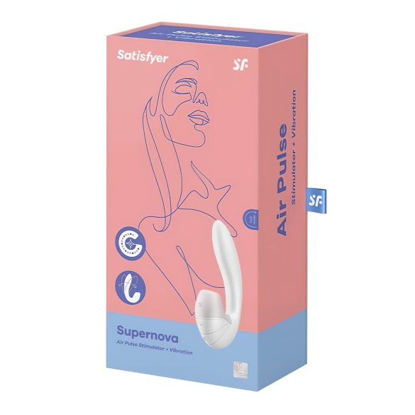 Satisfyer Supernova - vibrátor s tlakovými vlnami a vibracemi - dobíjecí - bílý