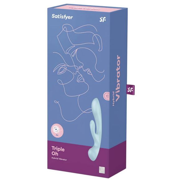 Satisfyer Triple Oh - akumulátorový vibrátor s klitorální rukou (modrý)