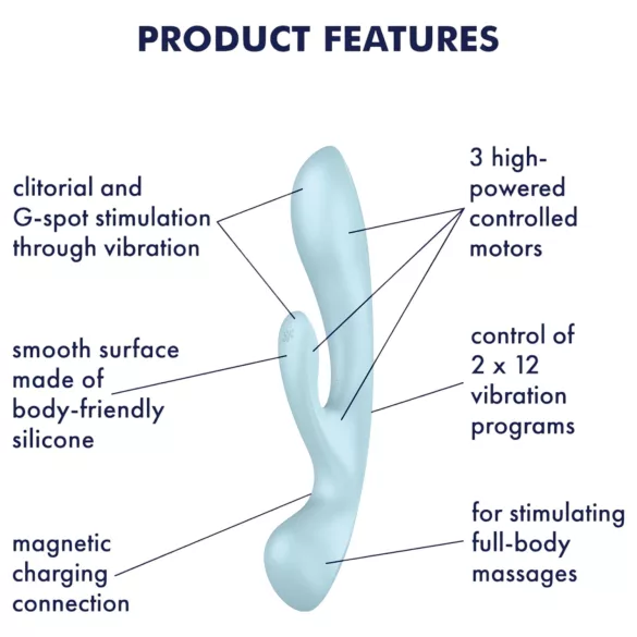 Satisfyer - vibrátor s ramenem na klitoris - dobíjecí - modrý
