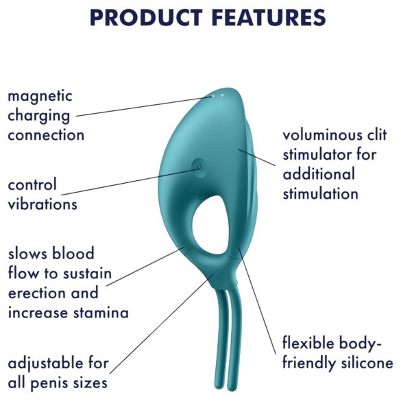 Satisfyer Swordsman - vibrační erekční kroužek - dobíjecí - zelený