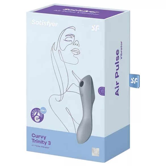 Satisfyer Curvy Trinity 3 - vibrátor s tlakovými vlnami 2v1 - šedá