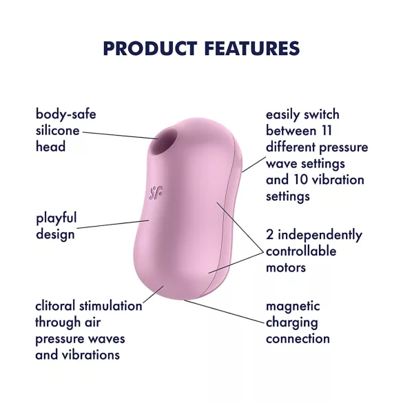Satisfyer - vibrační stimulátor klitorisu s tlakovými vlnami - fialový, dobíjecí