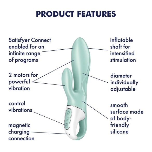 Satisfyer Air Pump Bunny 5 - chytrý nafukovací vibrátor (mátový)