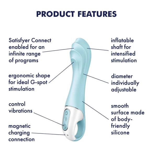 Satisfyer - chytrý nafukovací vibrátor - pumpovatelný - modrý