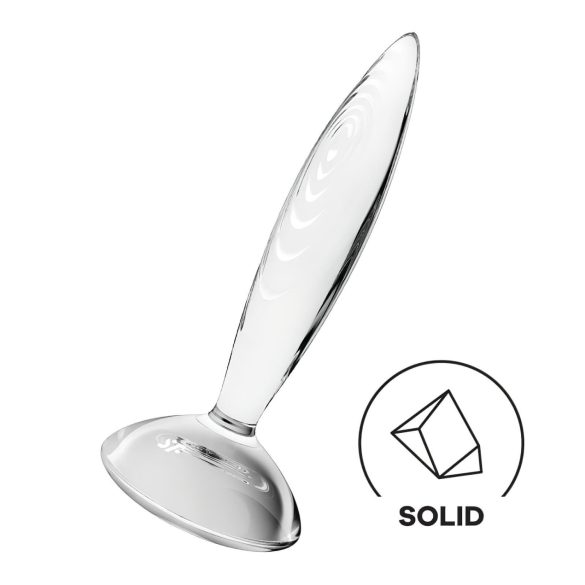 Satisfyer Krystal - žebrované skleněné dildo (průhledné)