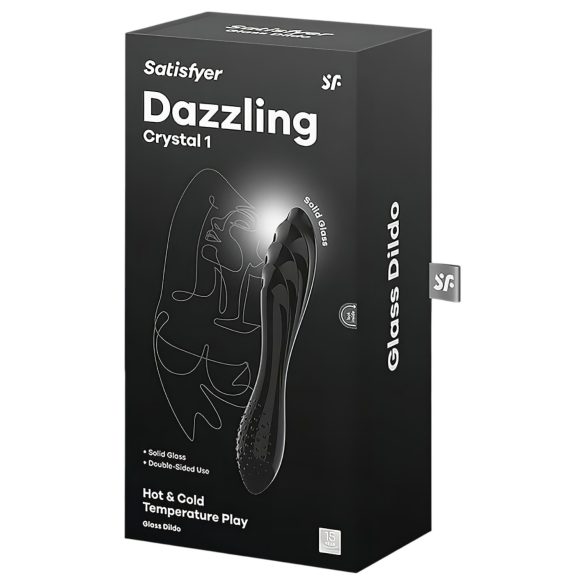 Satisfyer Dazzling Crystal 1 - oboustranné skleněné dildo (černé)