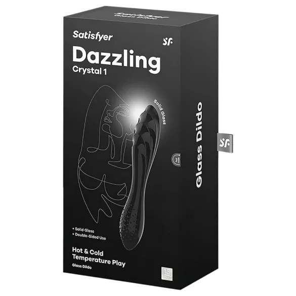 Satisfyer Dazzling Crystal 1 - skleněné dildo oboustranné - černé