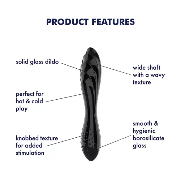 Satisfyer Dazzling Crystal 1 - skleněné dildo oboustranné - černé