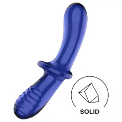   Satisfyer Double Crystal - oboustranné skleněné dildo - modré