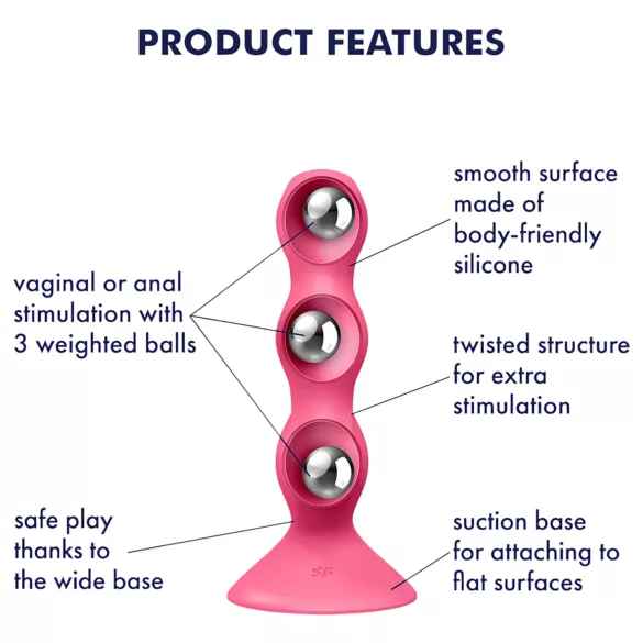 Satisfyer Triple Ball-R - anální vibrátor s kuličkami - růžový