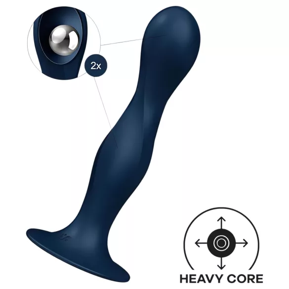 Satisfyer Double Ball-R - vážené dildo - modrá