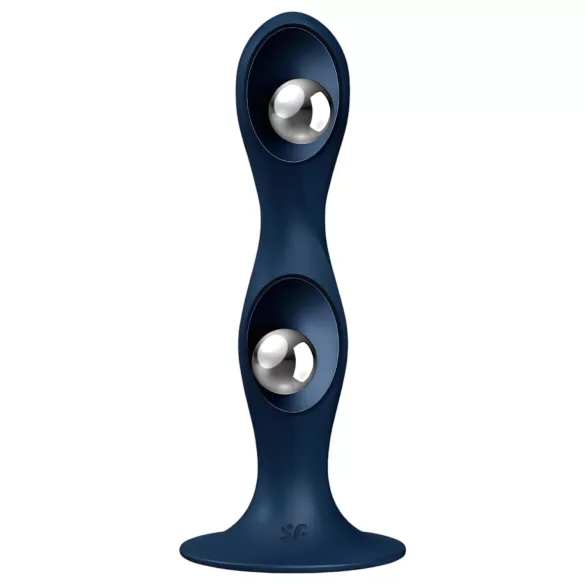 Satisfyer Double Ball-R - vážené dildo - modrá